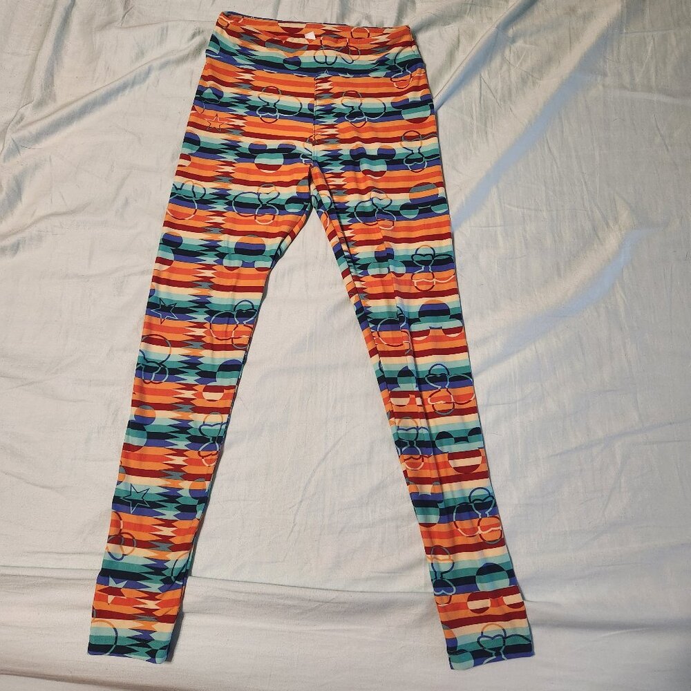 Lularoe OS Leggings- Disney-Mickey & Minnie Mouse- Geometric/Aztec Colorful